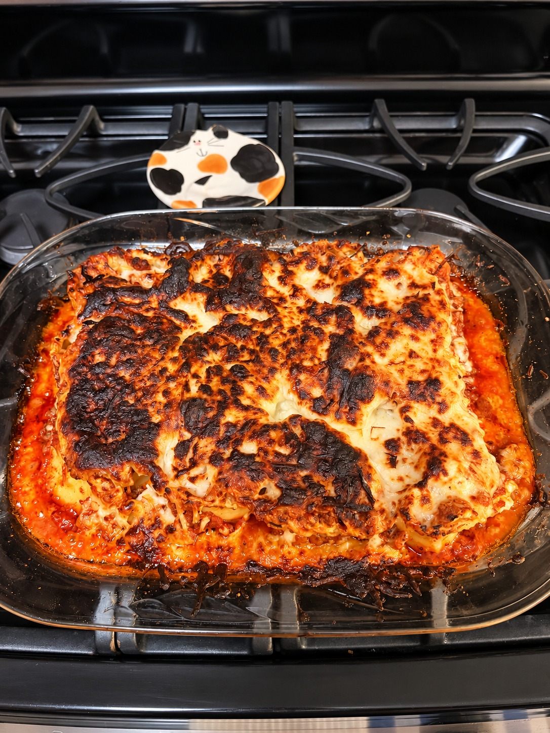 Matty’s finished batch: two extra minutes under the broiler burned the top. Watch continuously and remove as soon as golden.