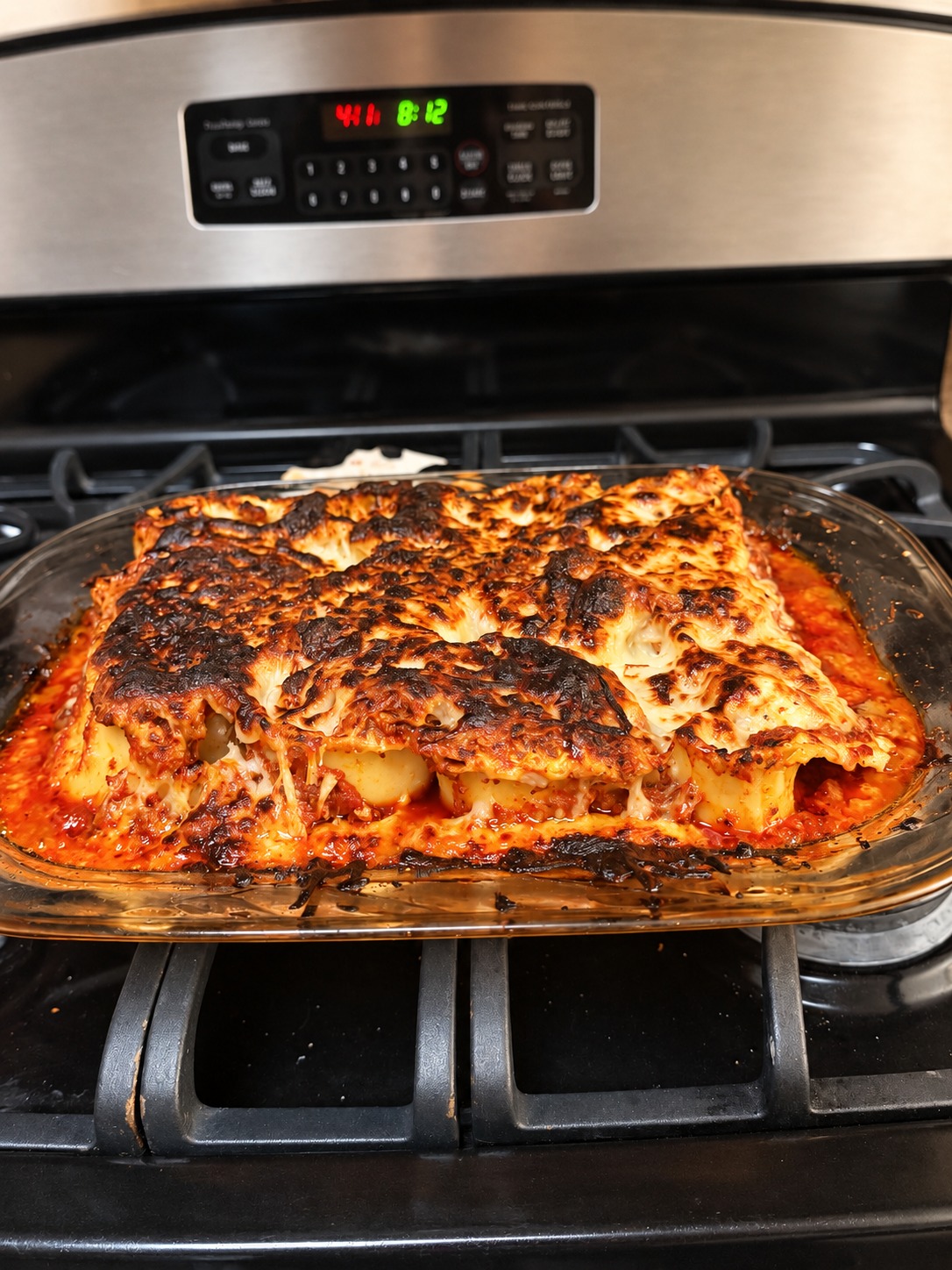 Plenty of Bolognese surrounds the baked rolls and keeps the pasta moist.