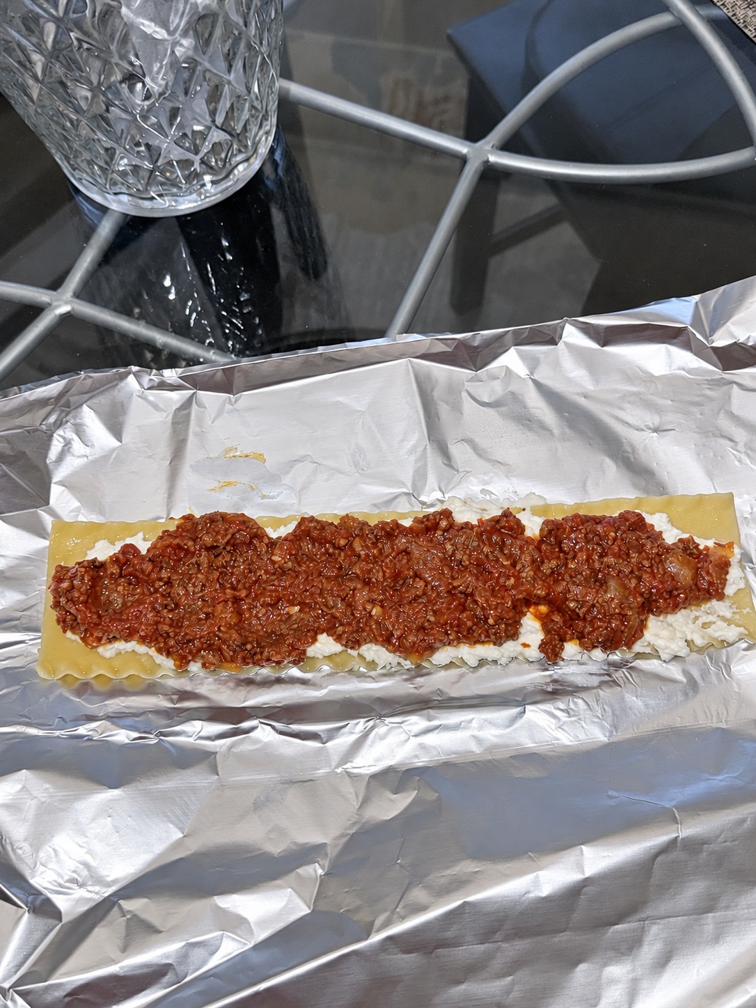 Spread lemon ricotta along a noodle, then add a layer of Bolognese.